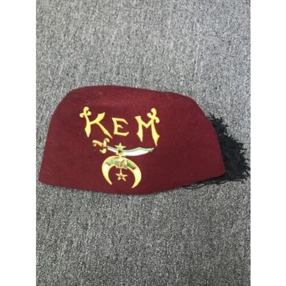 VINTAGE SHRINER BEJEWELED TASSLE WOOL KEM 7 3/8 - Picture 2 of 9